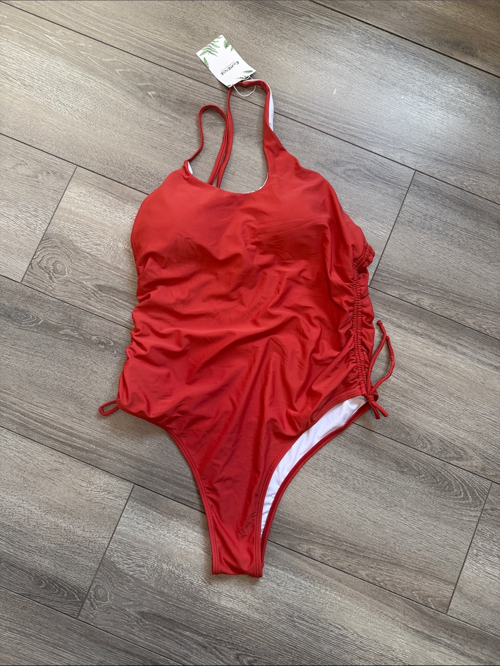 Burnt Orange One-Piece Swim Suit with Side Ruching - Women